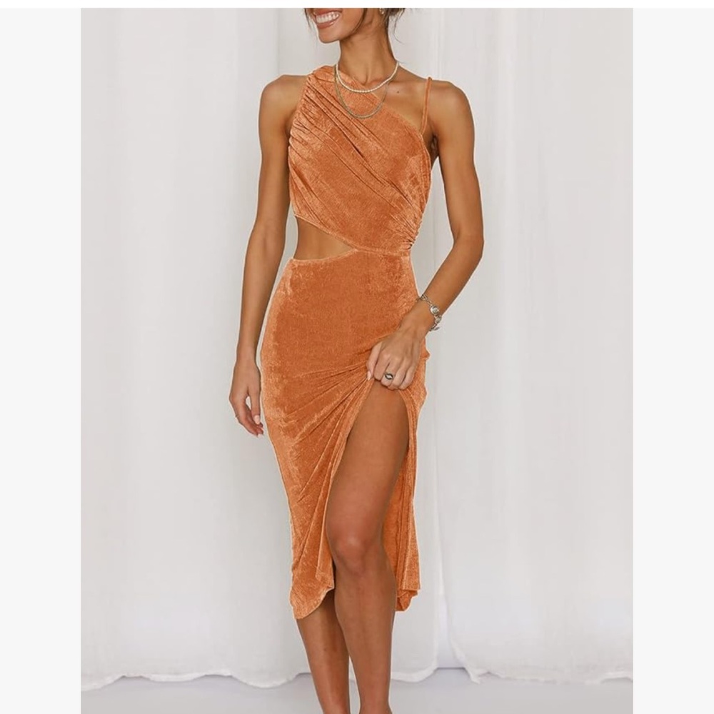 BLACK Women's Sexy Bodycon Dress Sleeveless One Shoulder Cut Out Split
